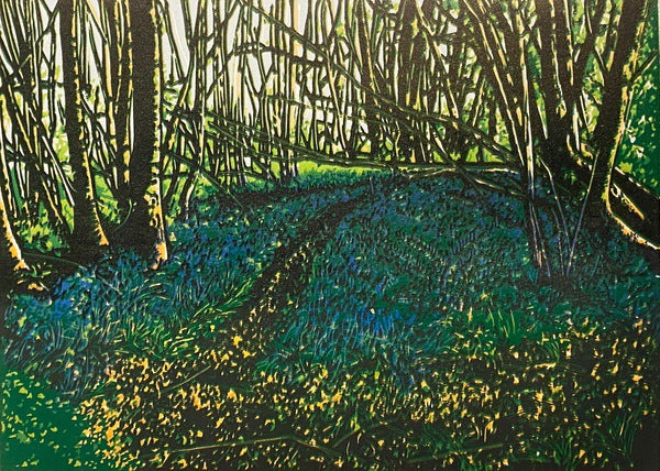 Emerald Forest 7/13. Reduction Linoprint (JJ04)