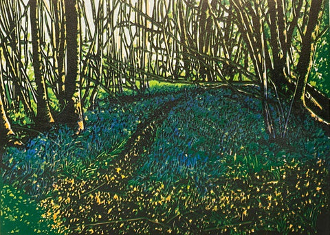 Emerald Forest 7/13. Reduction Linoprint (JJ04)