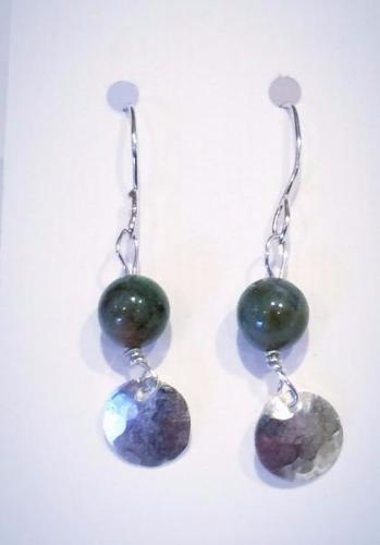 Green Agate Silver Earrings