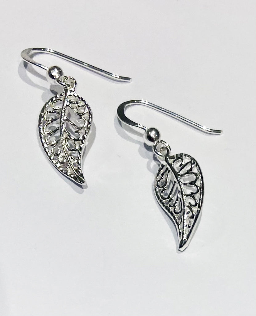 Silver Filigree Leaf Earrings