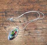 Oval Multi-Flower Pendant (Green Mix)