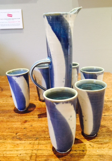 Blue Striped Jug Set