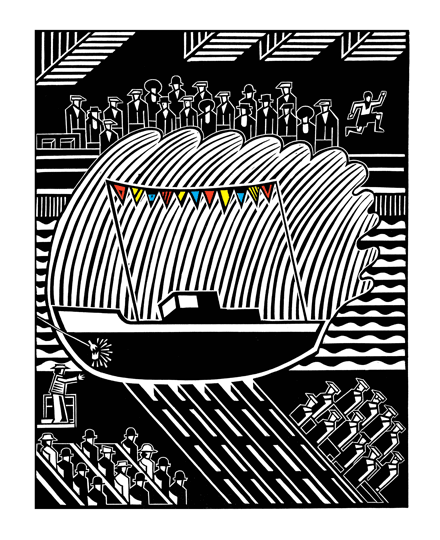 Making a Splash. Linocut Print 5/50 (HR04)