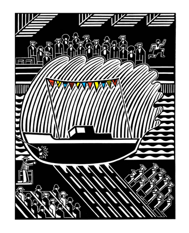 Making a Splash. Linocut Print 5/50 (HR04)