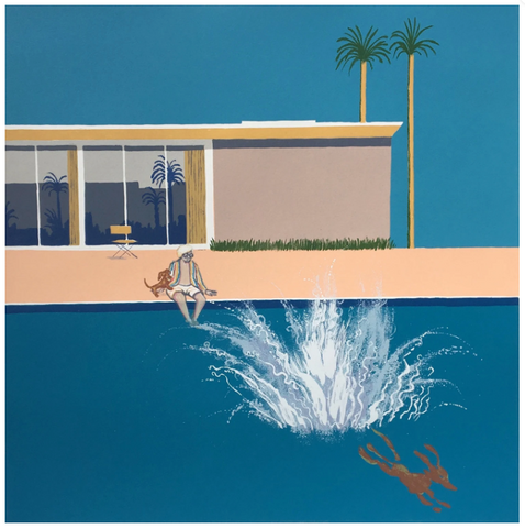 Hockney's Dog - An Even Bigger Splash (24/50) framed