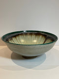 Extra Large Ceramic Bowl, Green Rim  (MM15)