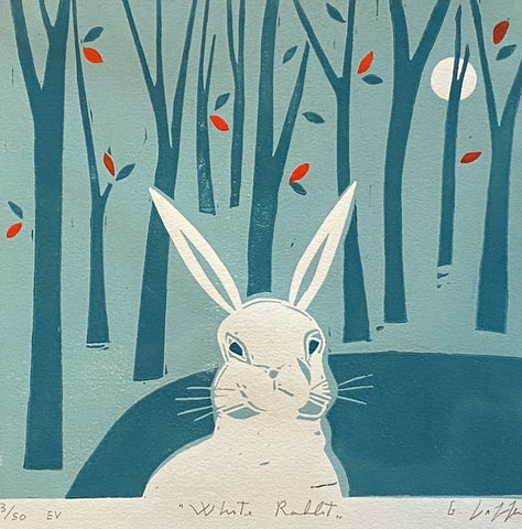White Rabbit. Linocut, 3/50 (GL76)