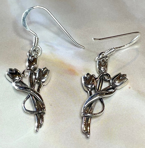 Bunched Tulips Silver Earrings (KM72)