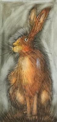 Sitting Hare a/p framed