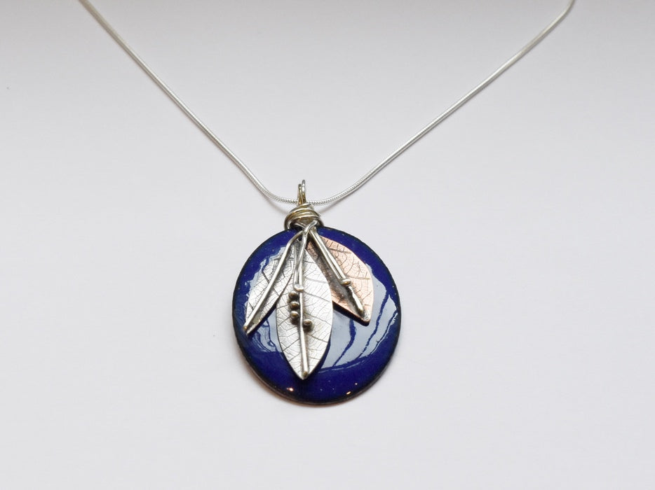 Oval Enamel Pendant (Dark Blue)