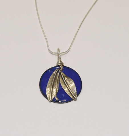 Round Enamel Pendant (Dark Blue) JM18