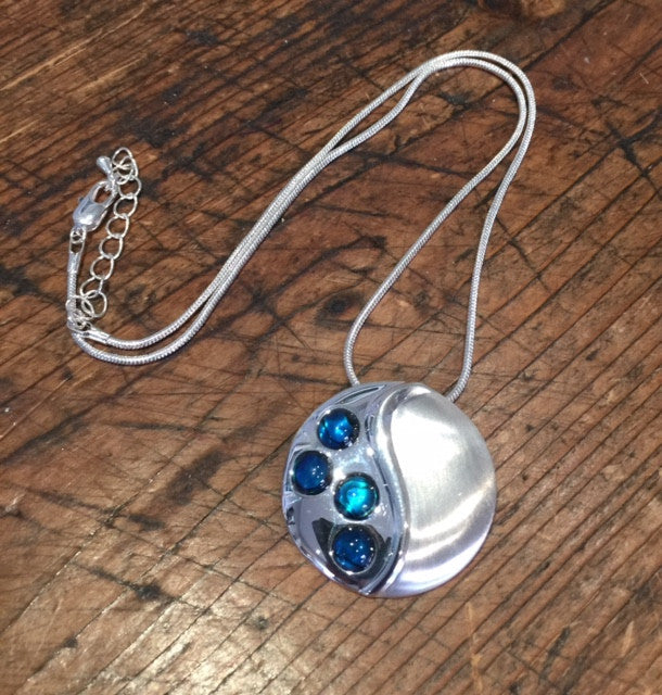 Brushed Half Circle Pendant (Teal)