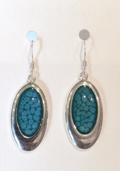 Oval Bubble Effect Earrings (Teal)