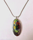 Oval Multi-Flower Pendant (Green Mix)