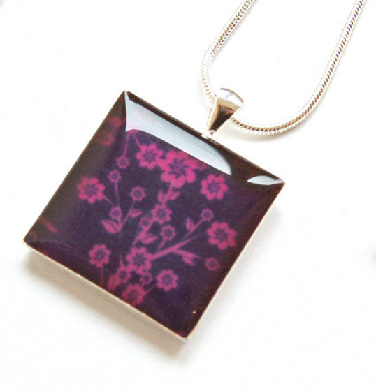 Square Flower Pendant (Pink)