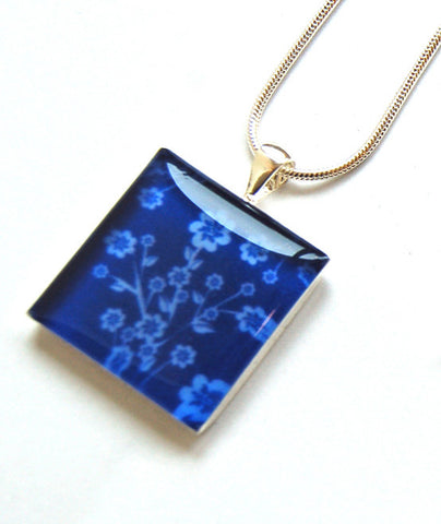 Square Flower Pendant (Blue)