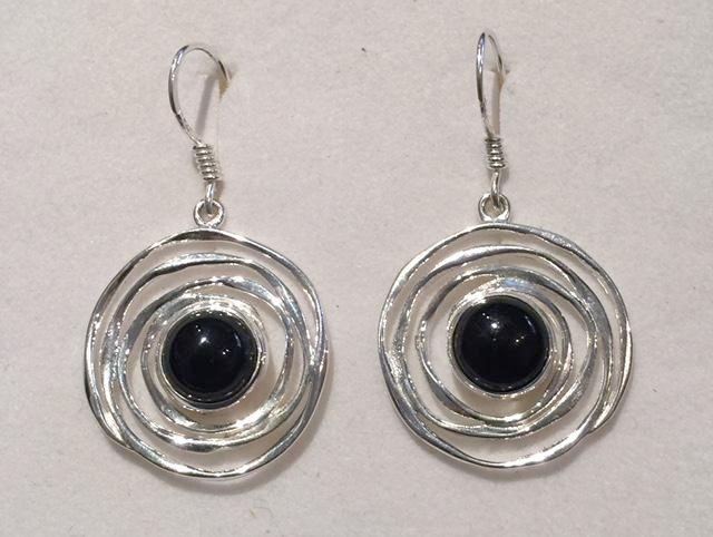 Multi Circle Onyx Earrings