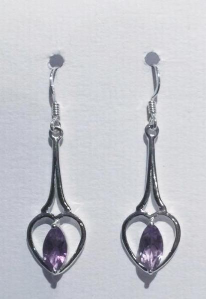 Open Heart Amethyst Earrings I
