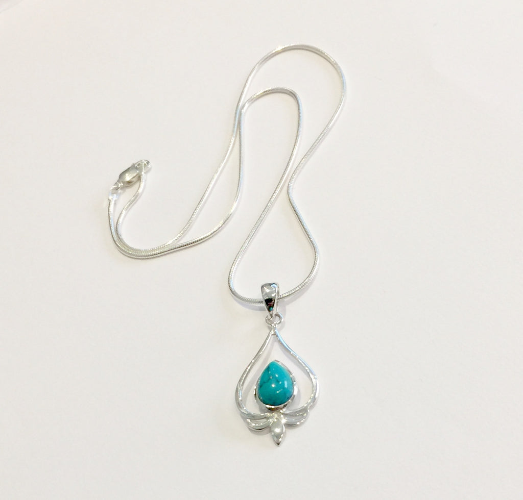 Ornate Teardrop Turquoise Pendant