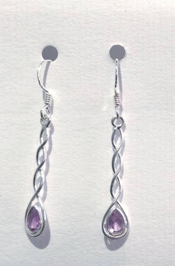 Spiral Stem Earrings (Amethyst)
