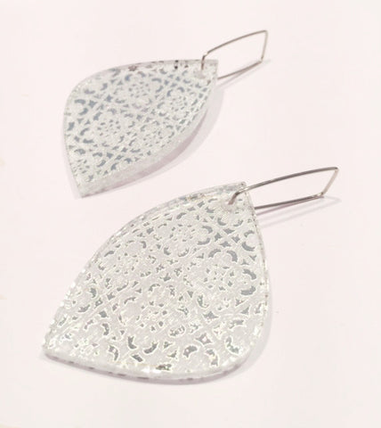 Silver Shield Acrylic Earrings