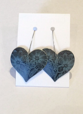 Dark Blue Heart Earrings