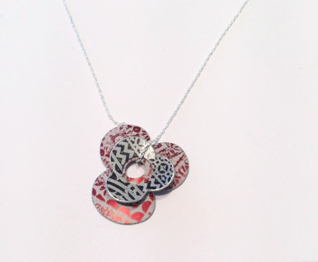 Black & Red Double Clover Pendant