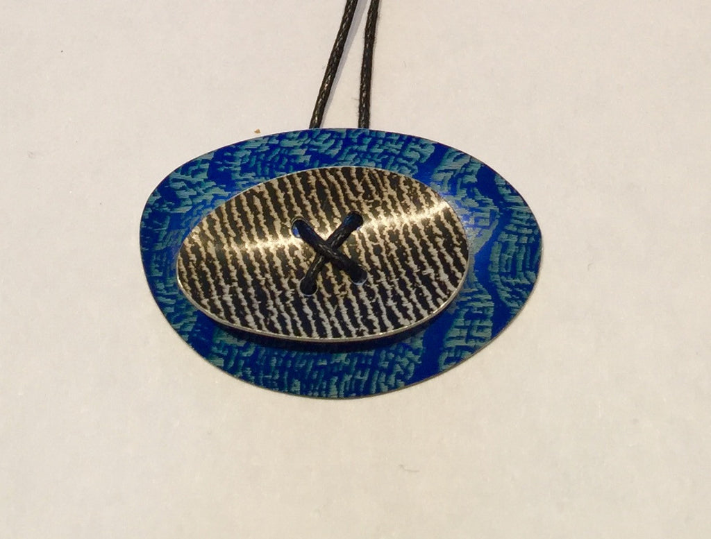 Blue and Black Linen Futures Double Pendant