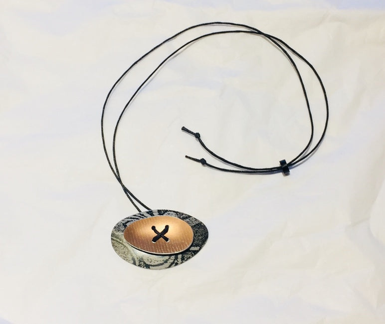 Black & Bronze Linen Futures Double Pendant