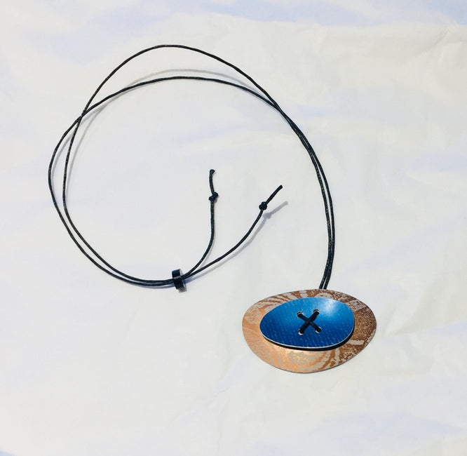 Bronze & Blue Linen Futures Double Pendant