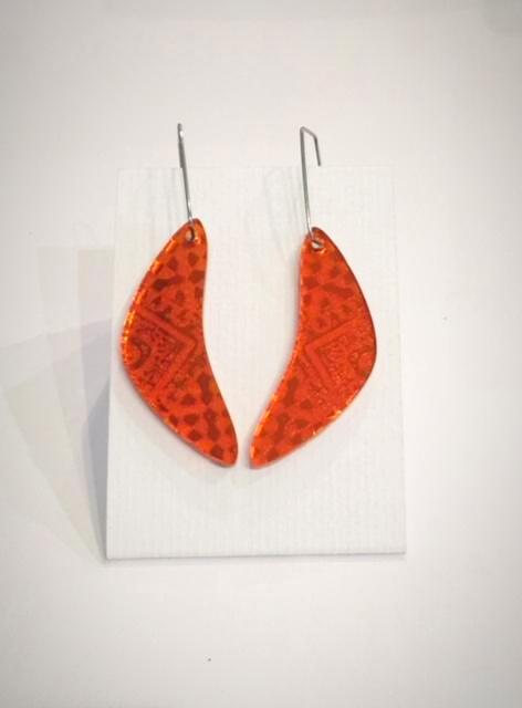 Orange Bow Acrylic Earrings