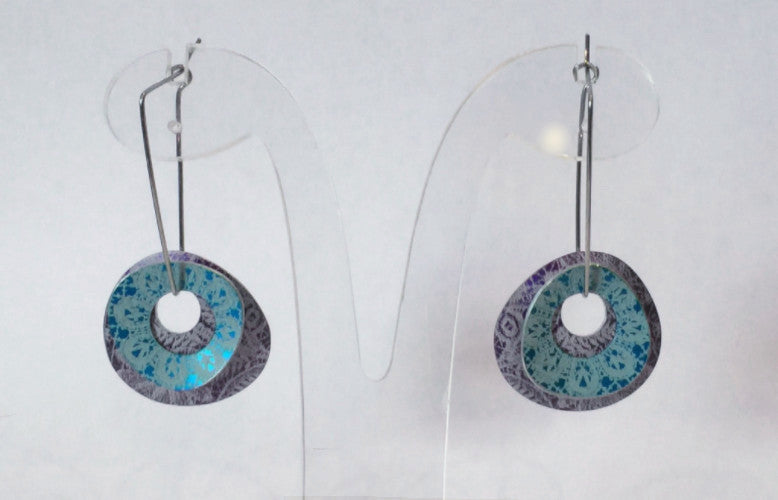 Purple & Turquoise Double Oval Earrings