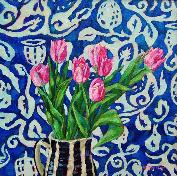 Pink Tulips, Blue Cloth