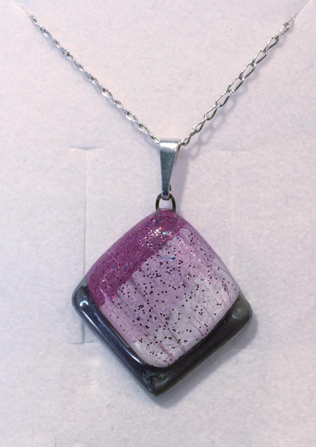 Mauve Frosted Square Pendant