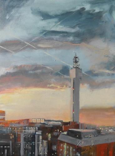 Orange and Pink BT Tower Print 1/150