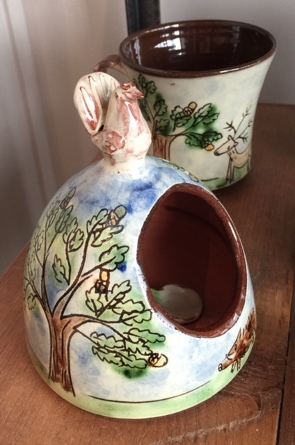 Oak Tree with Deer & Hog Salt Pot (with Spoon)