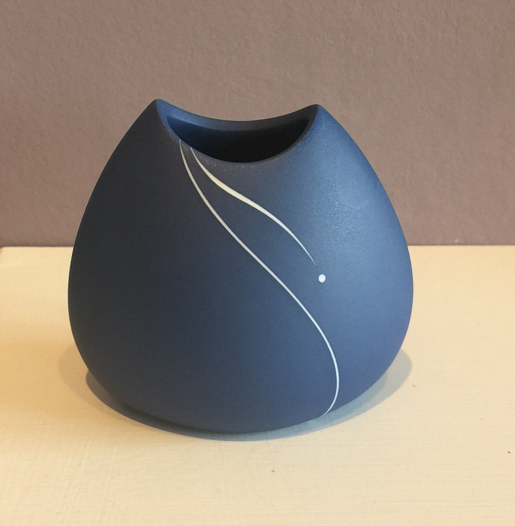 Blue Vase with White Inlay Small 3