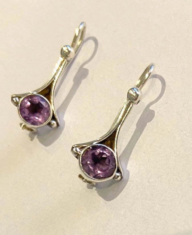Amethyst  & Silver Drop Earrings