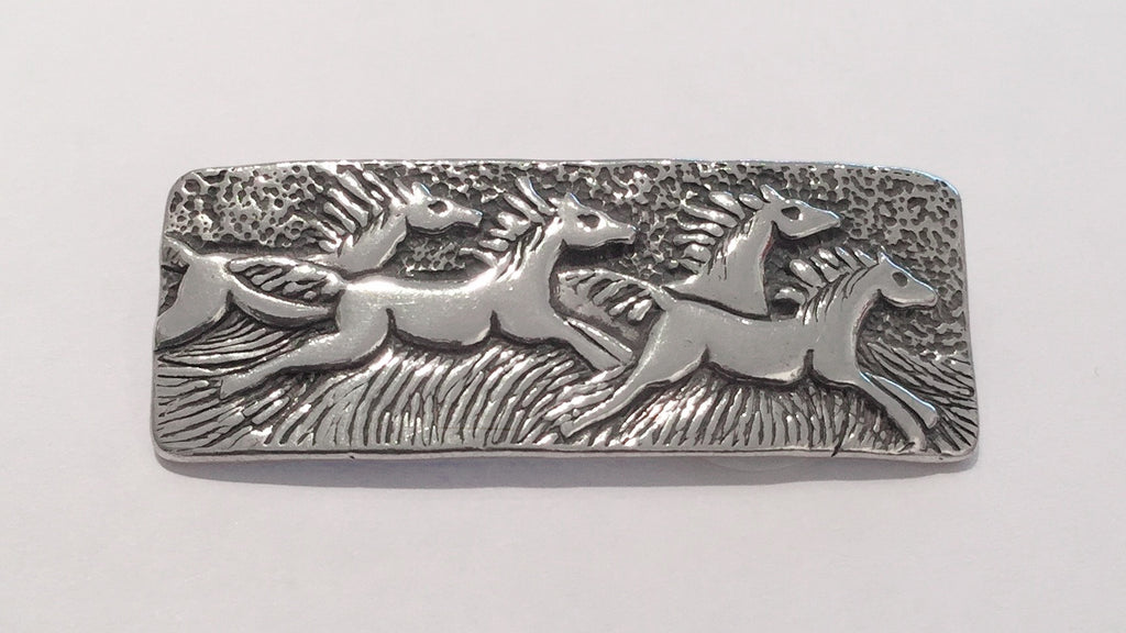Silver Horses Brooch