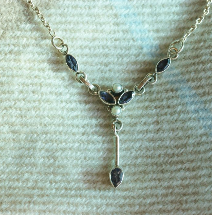 Iolite & Pearl Drop Necklace