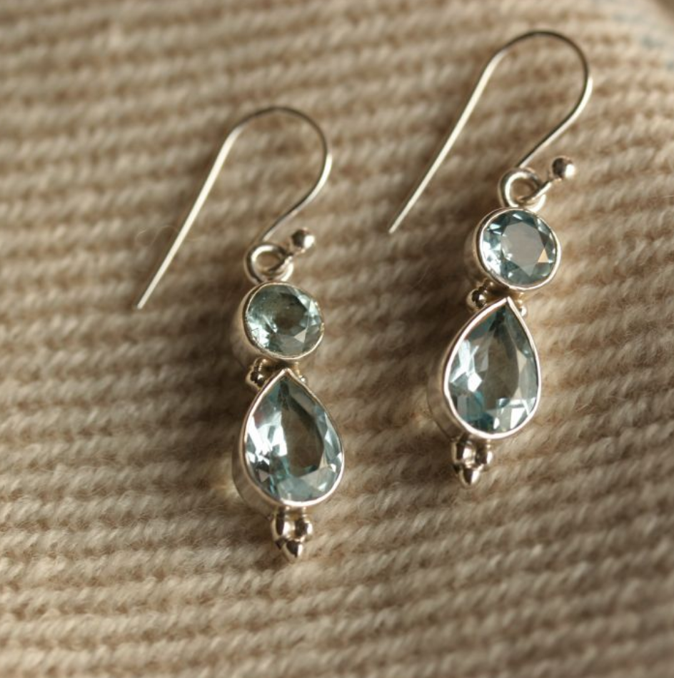 Blue Topaz Hook Earrings