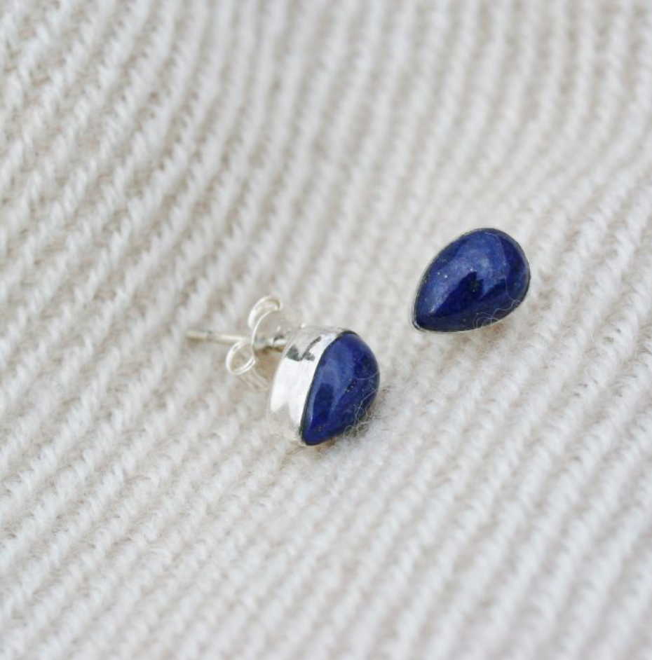 Teardrop Lapis Studs