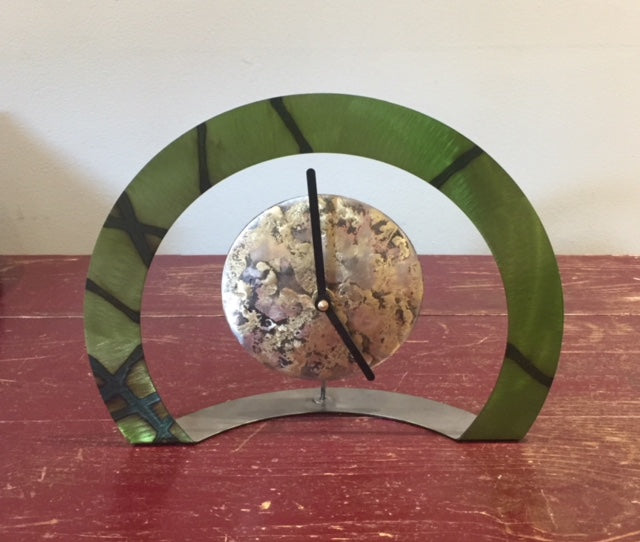 Lime Green Hoop Clock with Stripes