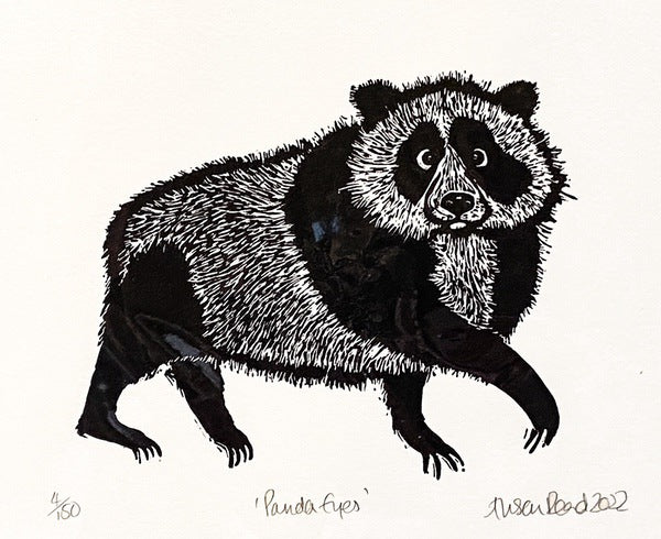 Panda Eyes. Linocut Print 4/150 (AR10)
