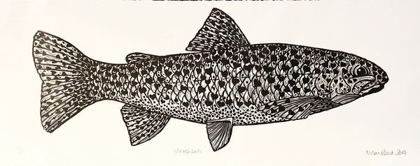 The Fish Lover. Linocut Print 34/150 (AR37)