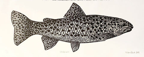 'The Fish Lover' Linocut Print (AR37)