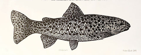 The Fish Lover. Linocut Print 34/150 (AR37)