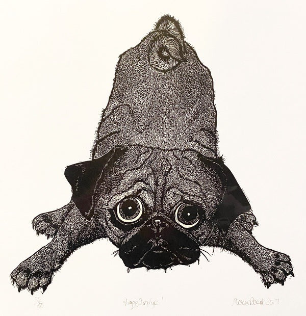 Puggy Dog Eyes. Linocut Print 36/150 (AR52)