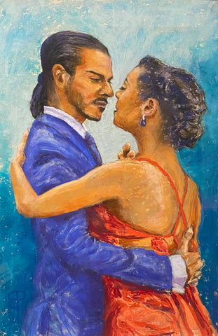 Blue and Red Tango. Pastel Painting (BP25)