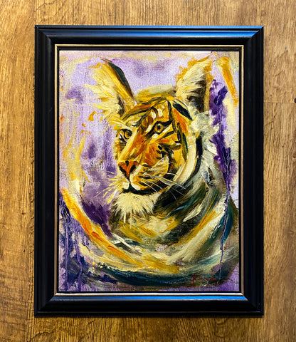Awakening the Tiger, Oil on Board, Framed (MS20)
